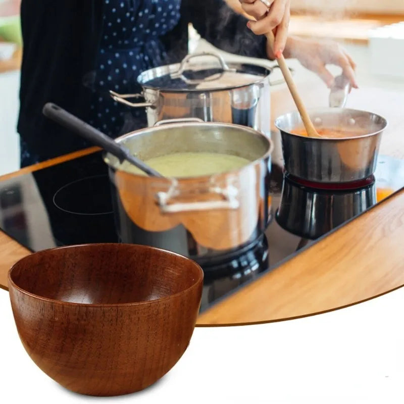 Bol Bois Naturel Fait Main Salade Soupe Riz — Fabrication Artisanale – | Studio Nichijo Paris