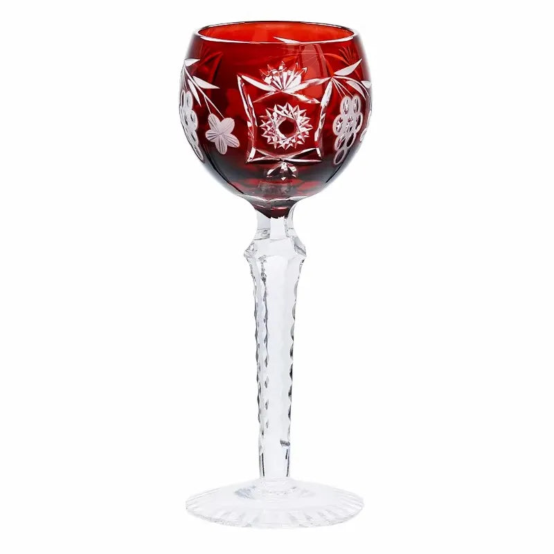 Verre Whisky Cristal Sculpté Japonais Collection Cadeau — Fabrication Artisanale – Rouge | Studio Nichijo Paris