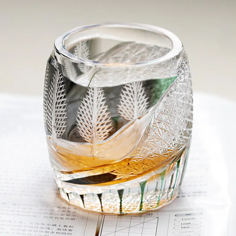 Verre Cristal Whisky Edo Quatre Saisons Nitro — Fabrication Artisanale – | Studio Nichijo Paris