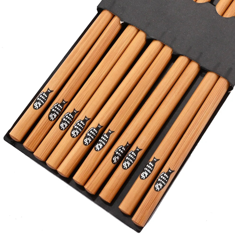 Baguettes Bois Bambou Japonaises Multicolores Lot 5 Paires — Fabrication Artisanale – 5 paires Small Fish | Studio Nichijo Paris