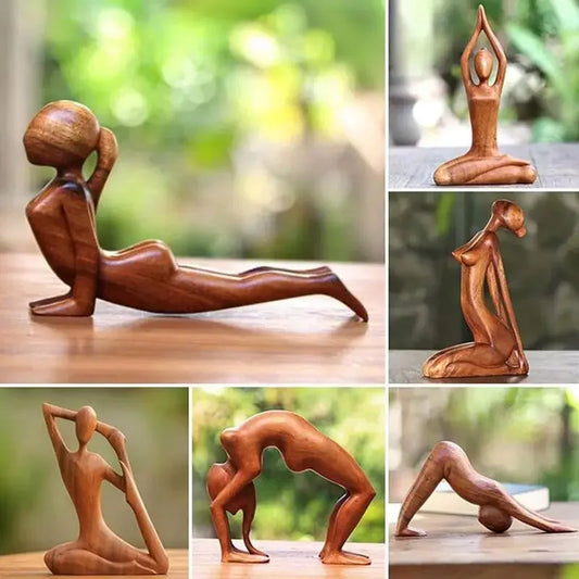 Statue Yoga Bois Sculpté Main Méditation – | Studio Nichijo Paris