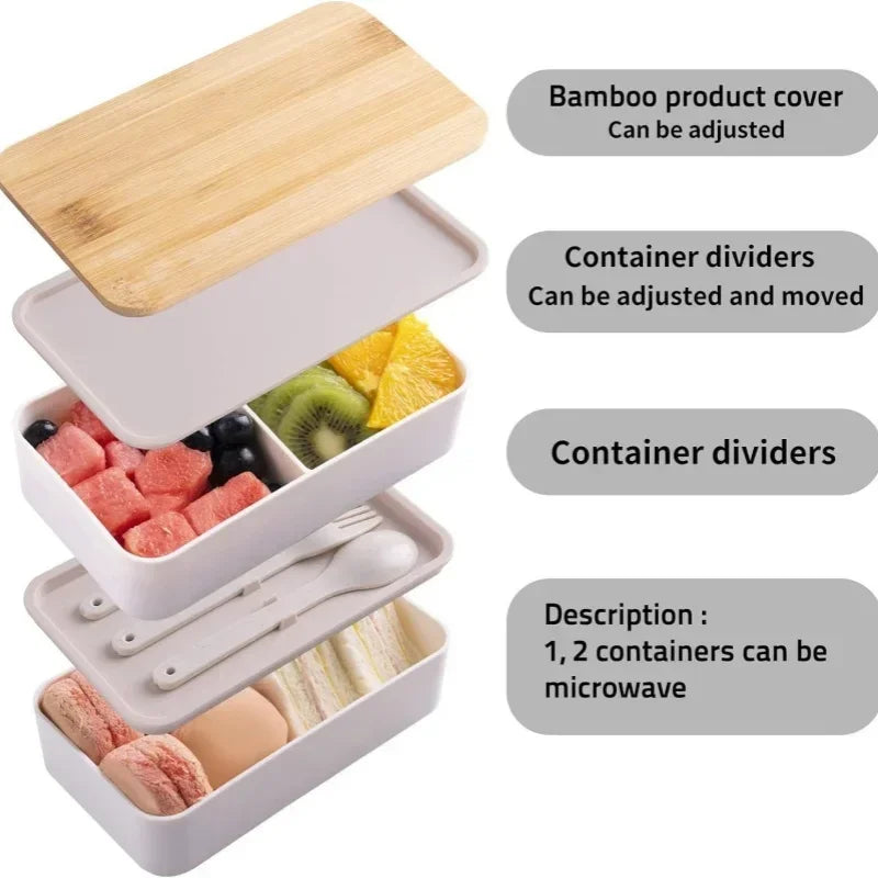 Bento Bois 1200ml – Boîte Repas Micro-ondes Double Couche – | Studio Nichijo Paris