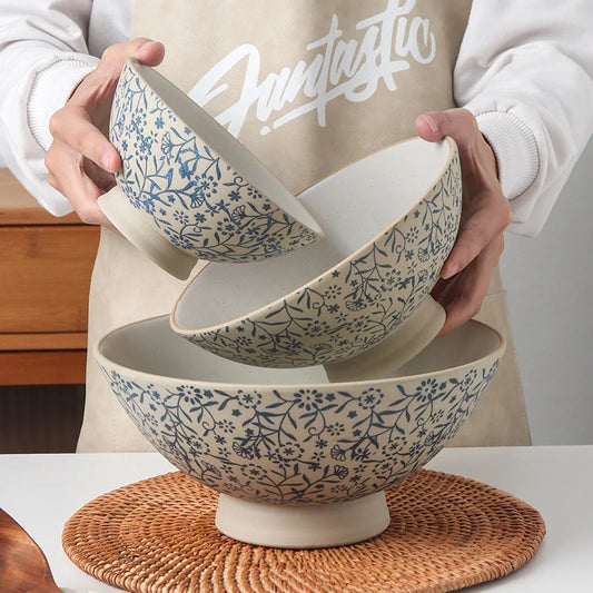 Bol Céramique Peint à la Main Motif Floral — Fabrication Artisanale – | Studio Nichijo Paris