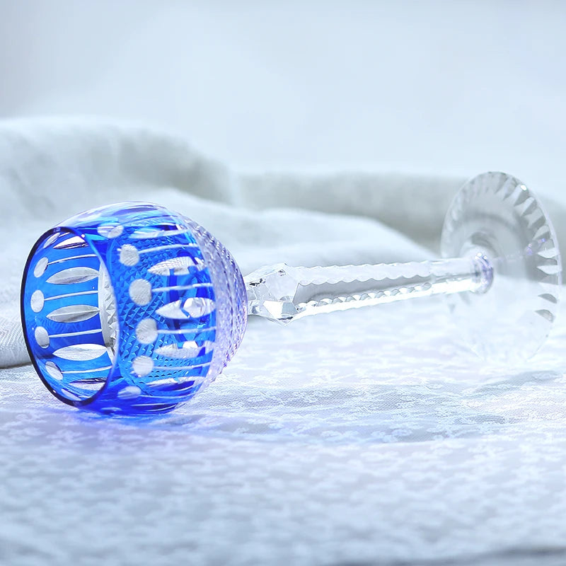 Verre à whisky et gobelet à vin en cristal taillé à la main, style japonais, en verre Edo Kiriko bleu - 5 modèles disponibles – | Studio Nichijo Paris