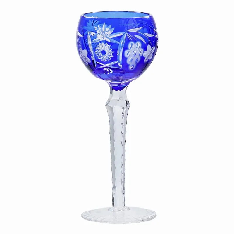 Verre Whisky Cristal Sculpté Japonais Collection Cadeau — Fabrication Artisanale – Bleu | Studio Nichijo Paris