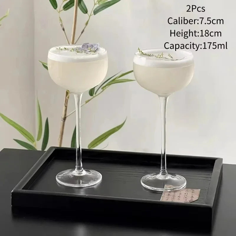 Verre Martini Cocktail Cristal Japonais Tour Pied Haut — Fabrication Artisanale – 2 verres 175 ml | Studio Nichijo Paris