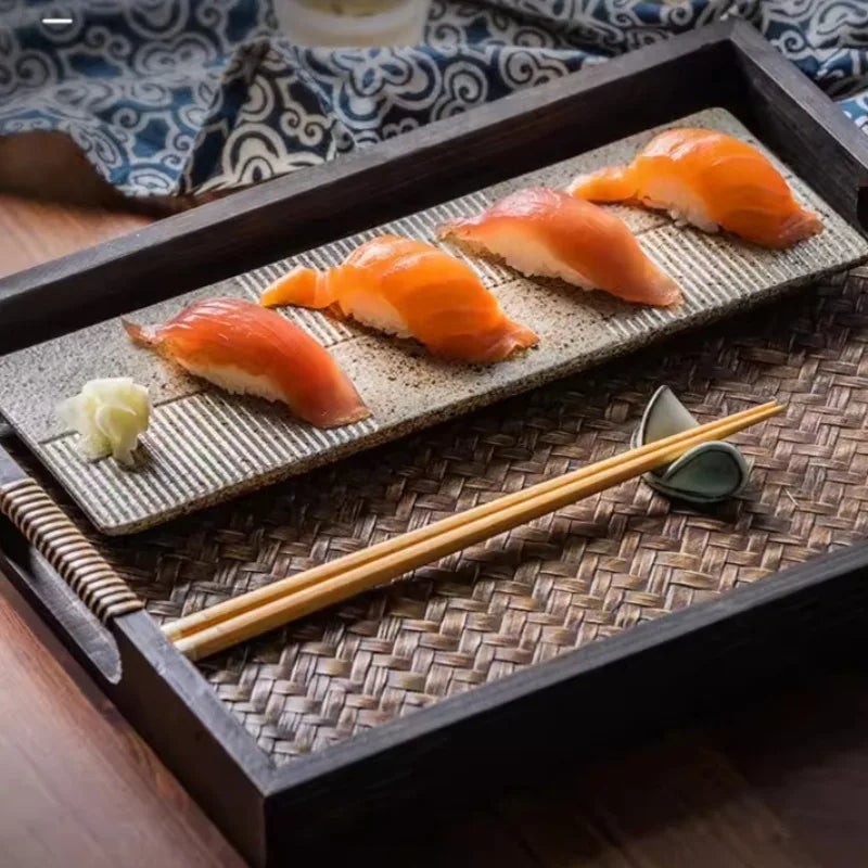 Ensemble Assiettes Sushi Céramique Japonaise Plat Service — Fabrication Artisanale – | Studio Nichijo Paris