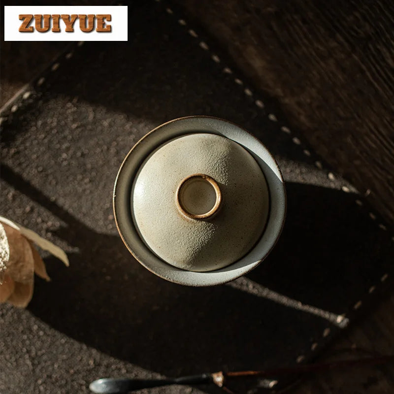Filles recouvert fait à la main en poterie grossière, petit Gaiwan, théière élégante, verres à thé, cadeau de collection, boutique japonaise, 120ml – | Studio Nichijo Paris