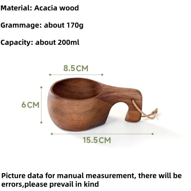 Tasse en bois faite à la main, bois d'acacia, tasse à café, thé, lait, kuksa finlandaise, vaisselle pour le petit-déjeuner à la maison, vaisselle de style japonais – A 200ML-400ML | Studio Nichijo Paris