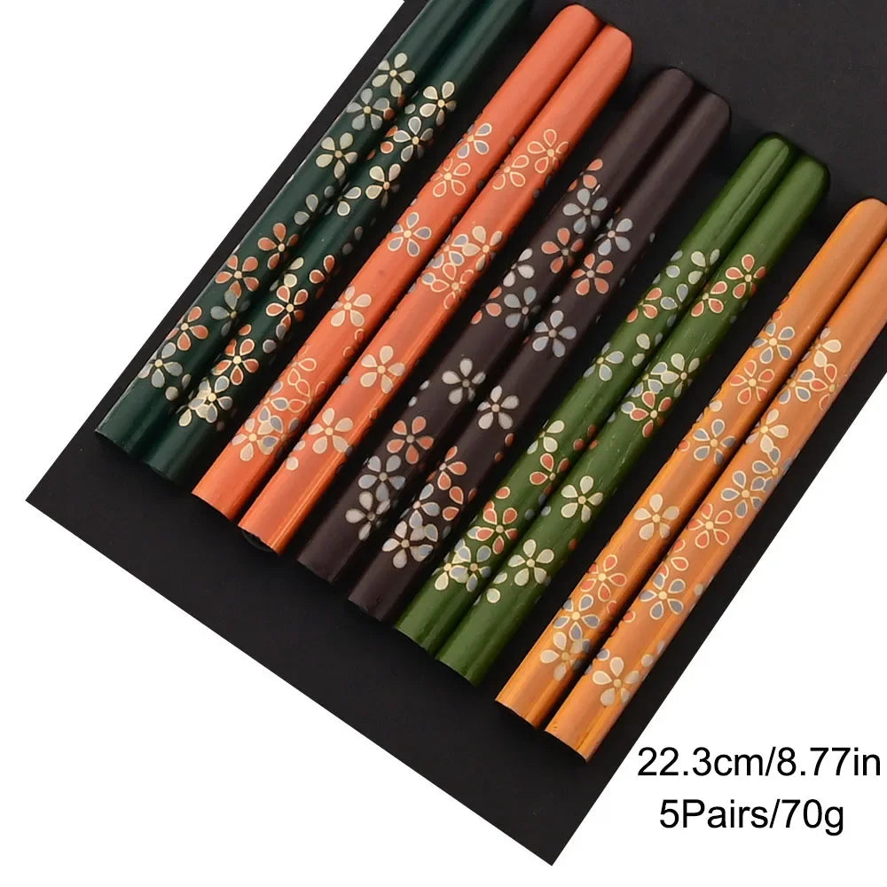 Baguettes Bambou Multicolores Motifs Lot 5 Paires Réutilisables — Fabrication Artisanale – QColoful Flower | Studio Nichijo Paris