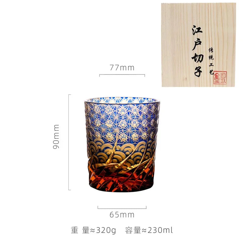 Verre Saké Cristal Nuages Auspicieux Fait Main — Fabrication Artisanale – Yellow auspicious cl | Studio Nichijo Paris
