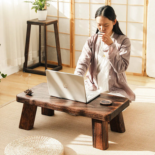 Table à Thé en Bois Massif – Style Zen Japonais Studio Nichijo Paris