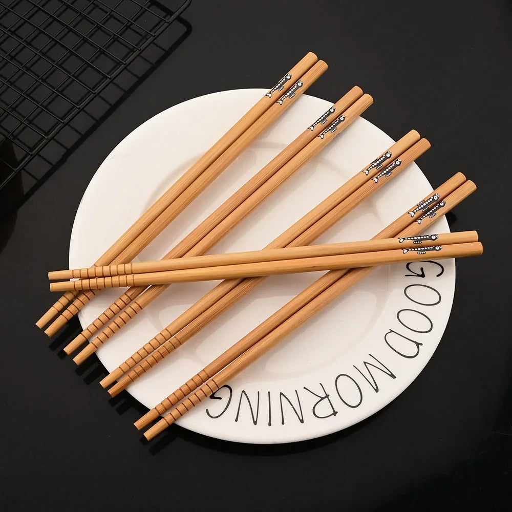 Baguettes en bois de bambou faites à la main, 5 paires, réutilisables, naturelles, japonaises, sushi, nourriture, chat, fleur, multi-documents – | Studio Nichijo Paris