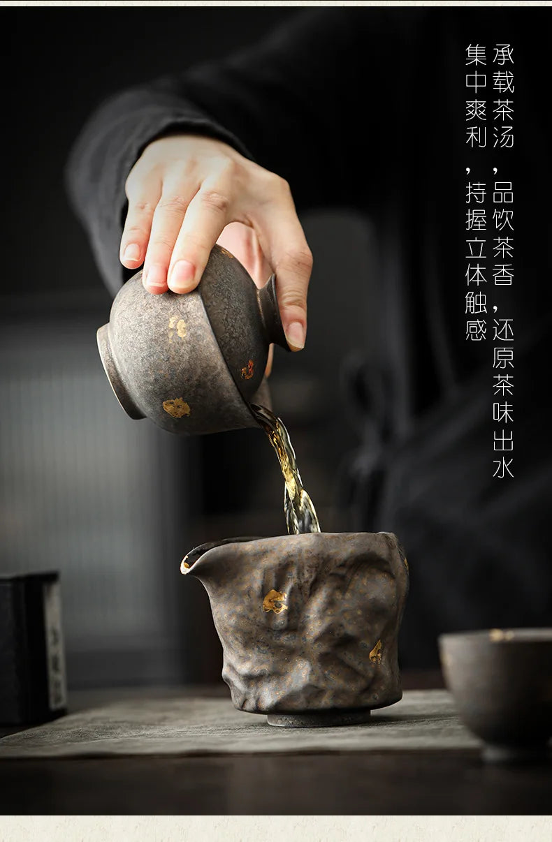 Gaiwan Porcelaine Émaillée Rouille Dorée Cérémonie du Thé, Fabrication Artisanale – | Studio Nichijo Paris