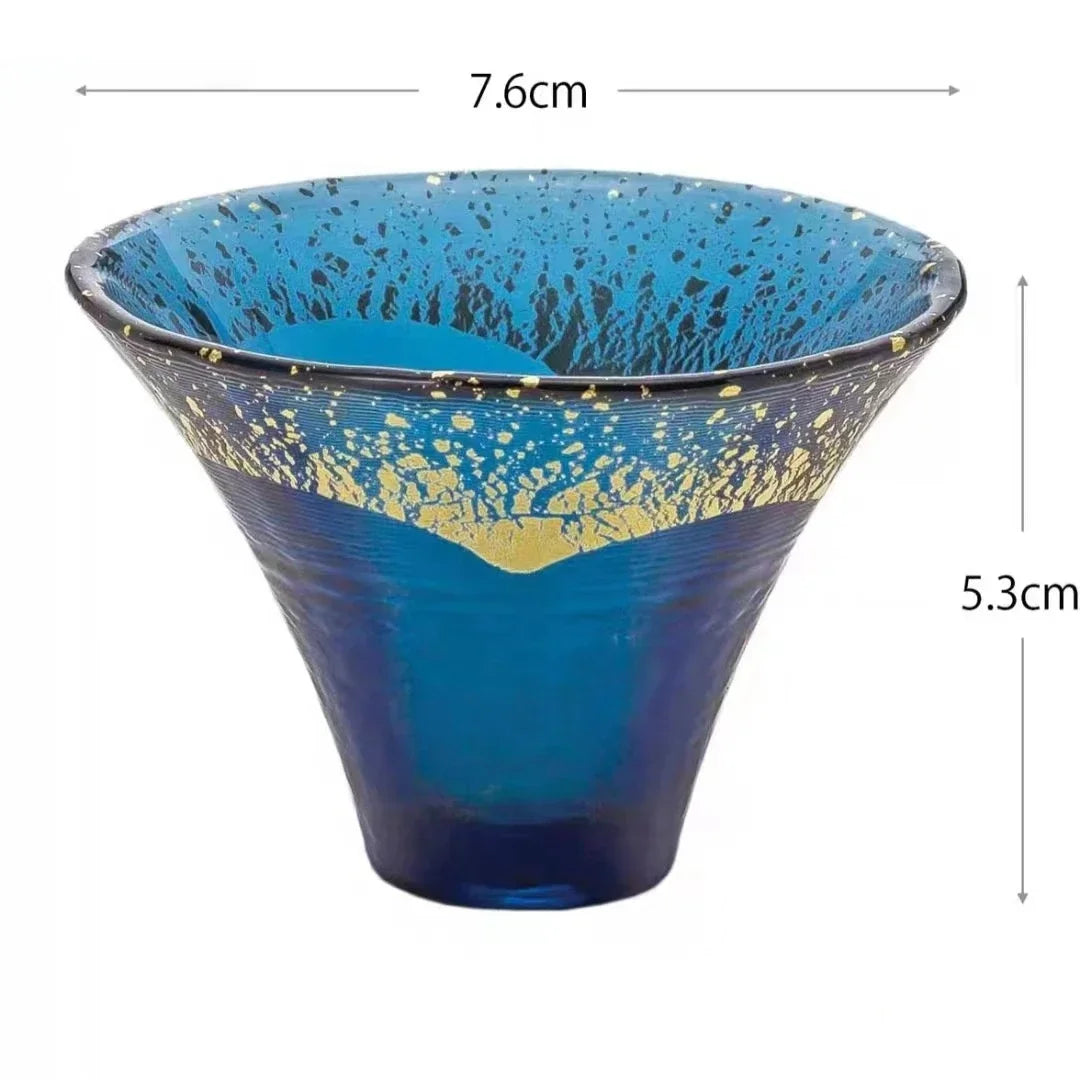 Tasse Saké Cristal Mont Fuji Paire 65 ml — Fabrication Artisanale – Blue | Studio Nichijo Paris