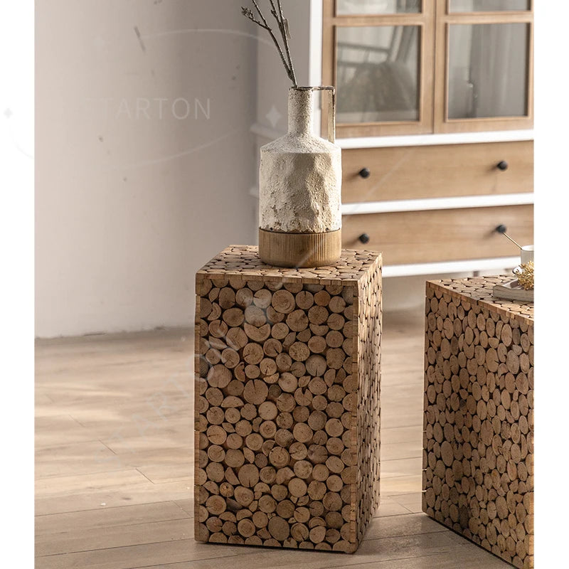 Table basse japonaise fabriquée à la main en bois massif, Table d'appoint décorative pour salon, Table basse en bois faite à la main – | Studio Nichijo Paris