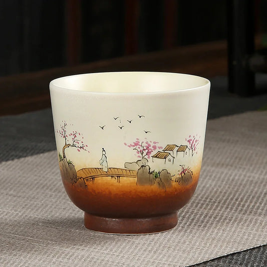 Tasse Céramique Vintage Japonaise Peinte à la Main – Fabrication Artisanale – Nagare 100ML | Studio Nichijo Paris