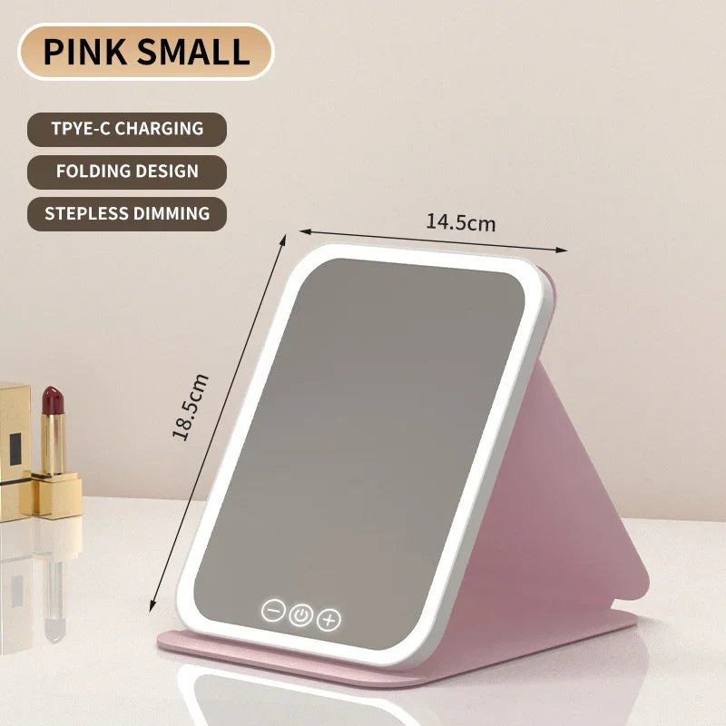 Miroir LED Maquillage Pliable USB – Rose | Studio Nichijo Paris