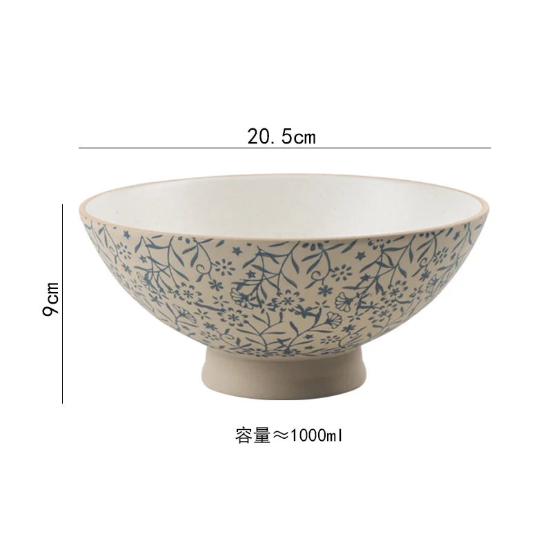 Bol Céramique Peint à la Main Motif Floral — Fabrication Artisanale – 20.5 cm | Studio Nichijo Paris