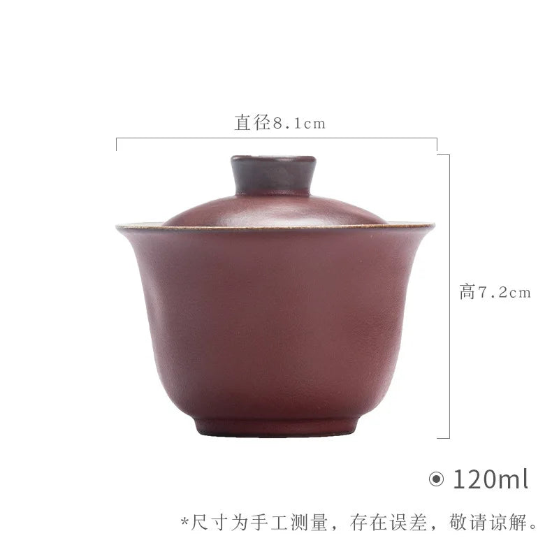 Filles recouvert fait à la main en poterie grossière, petit Gaiwan, théière élégante, verres à thé, cadeau de collection, boutique japonaise, 120ml – A 8.1X7.2CM 120ML | Studio Nichijo Paris