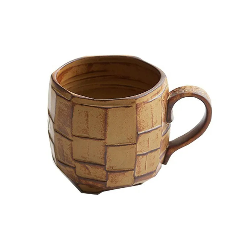 Mug Céramique Vintage Motif Floral, Fabrication Artisanale – Jaune | Studio Nichijo Paris