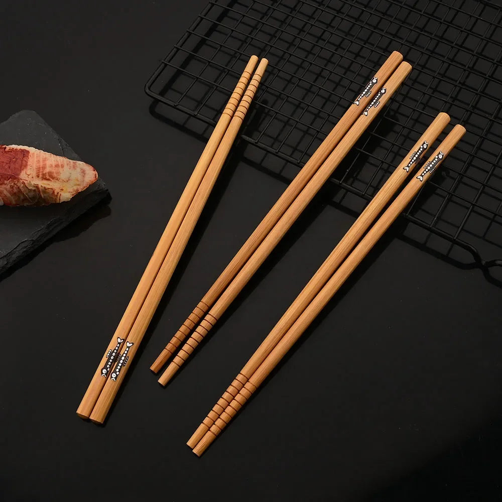 Baguettes en bois de bambou faites à la main, 5 paires, réutilisables, naturelles, japonaises, sushi, nourriture, chat, fleur, multi-documents – | Studio Nichijo Paris