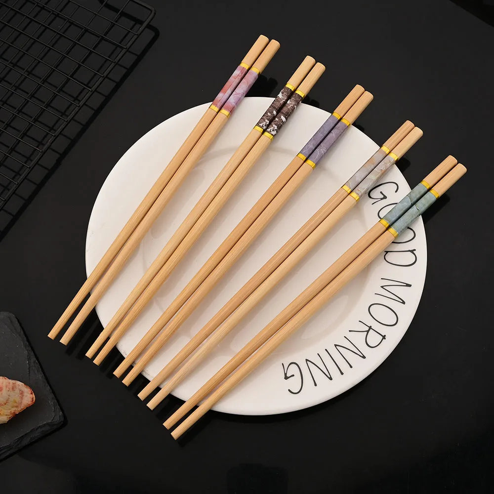 Baguettes Bambou Multicolores Motifs Lot 5 Paires Réutilisables — Fabrication Artisanale – | Studio Nichijo Paris
