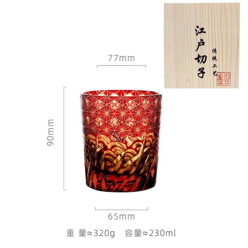 Verre Saké Cristal Nuages Auspicieux Fait Main — Fabrication Artisanale – Red auspicious cloud | Studio Nichijo Paris