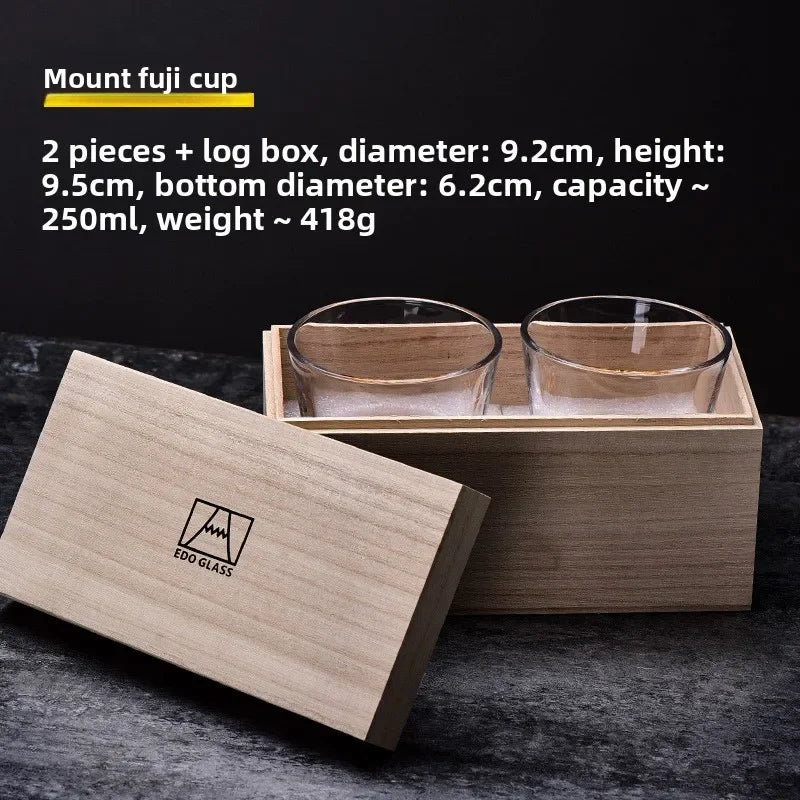 Coffret Cadeau 2 Verres Fuji Cristal Whisky Japonais — Fabrication Artisanale – | Studio Nichijo Paris