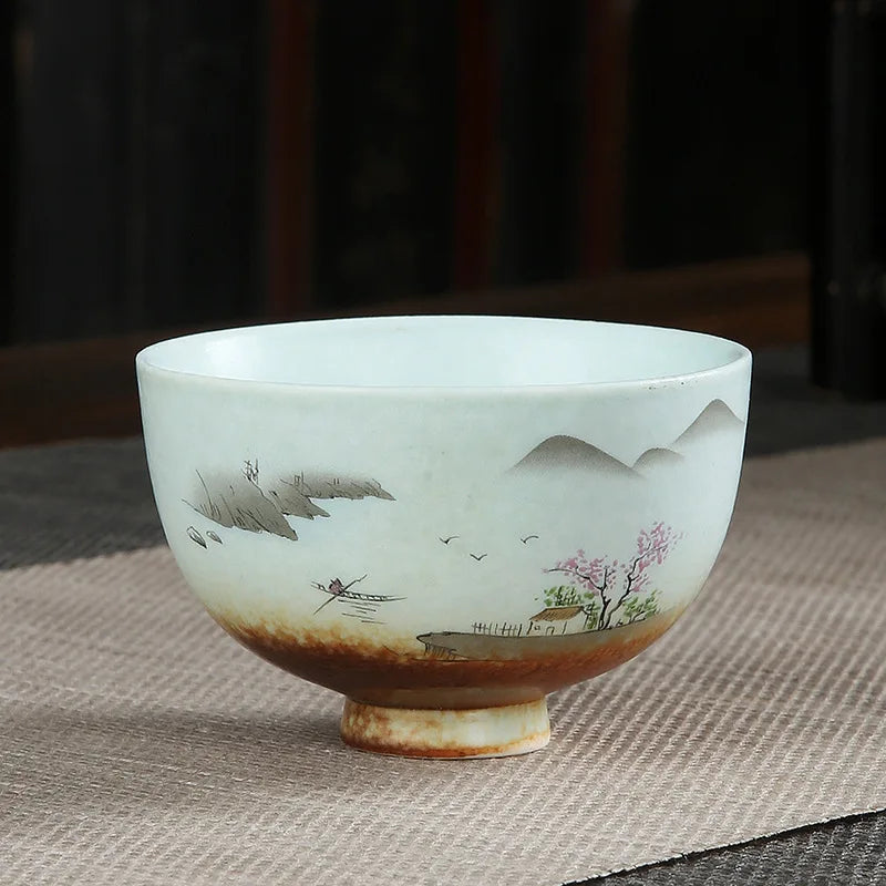 Tasse à Thé en Porcelaine Peinte à la Main — Fabrication Artisanale, Service Kung Fu – | Studio Nichijo Paris