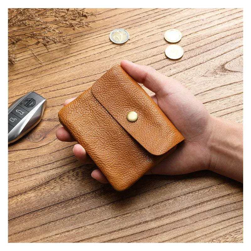 Portefeuille rétro fait à la main de style japonais pour hommes, cuir véritable, cuir de vachette, fermeture éclair courte, porte-monnaie, porte-cartes, petite poche à monnaie, sac d'argent – | Studio Nichijo Paris