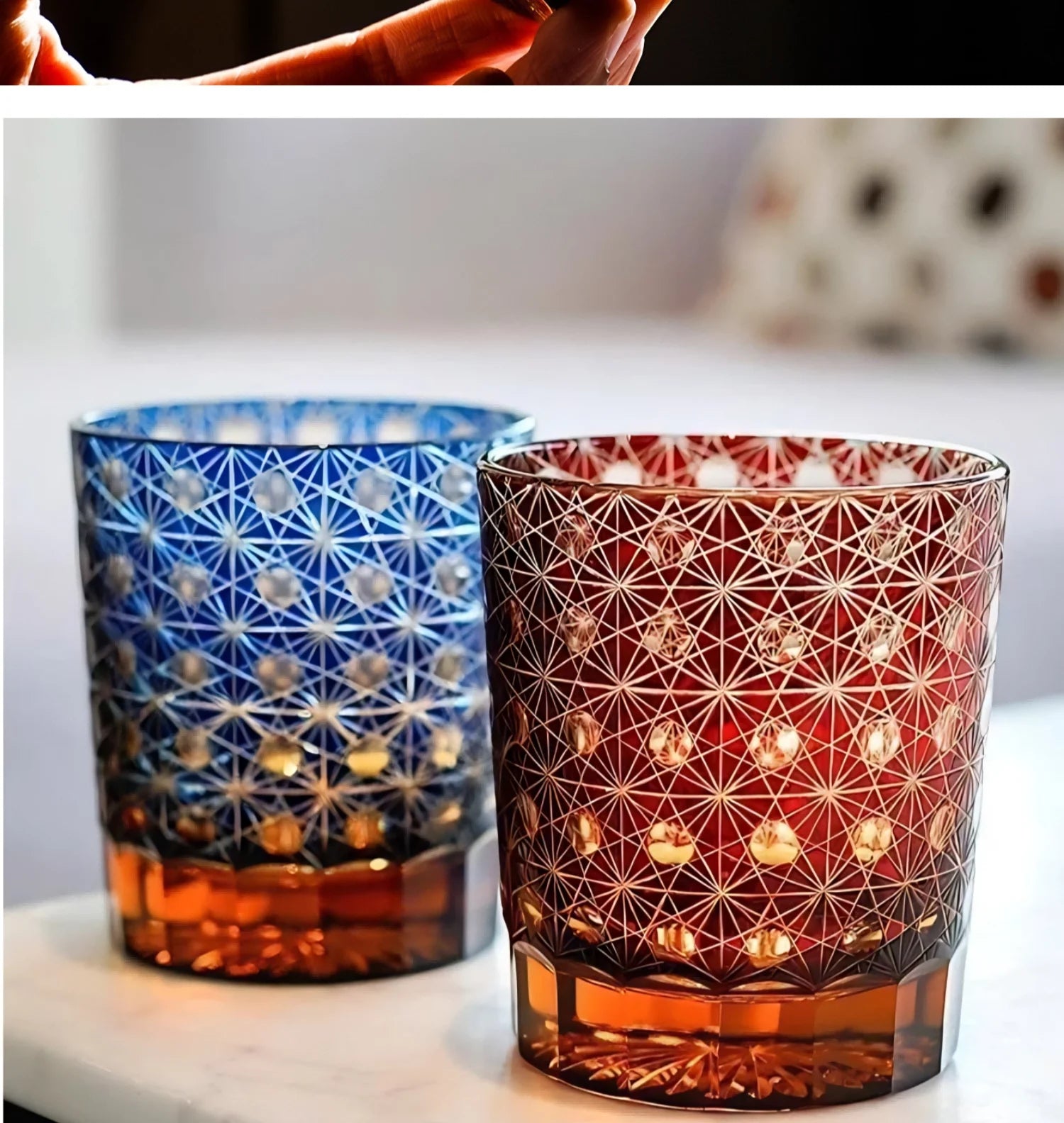 Verre Whisky Edo Kiriko Cristal Coupé Luxe Japonais — Fabrication Artisanale – | Studio Nichijo Paris