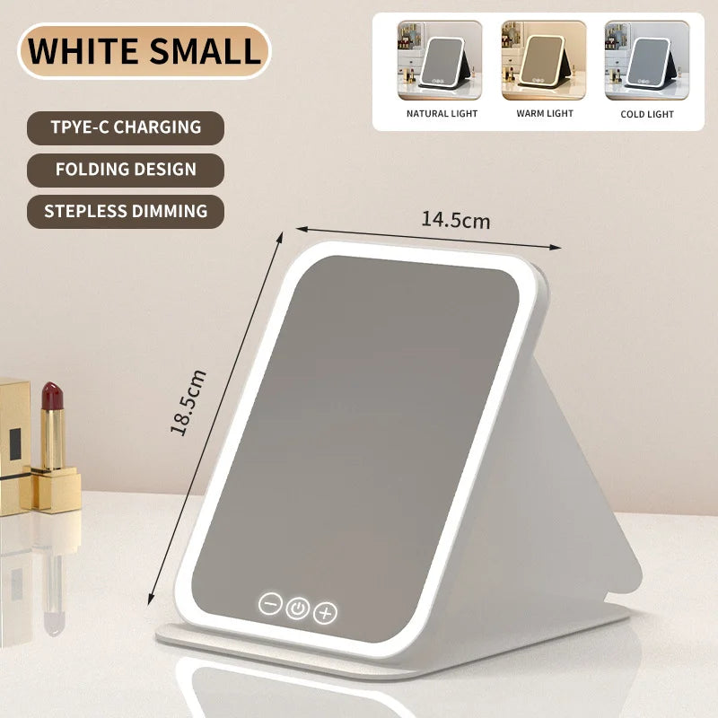 Miroir LED Maquillage Pliable USB – Blanc | Studio Nichijo Paris