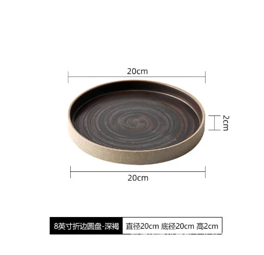 Assiette Céramique Japonaise Rétro — Fabrication Artisanale – 20 cm | Studio Nichijo Paris
