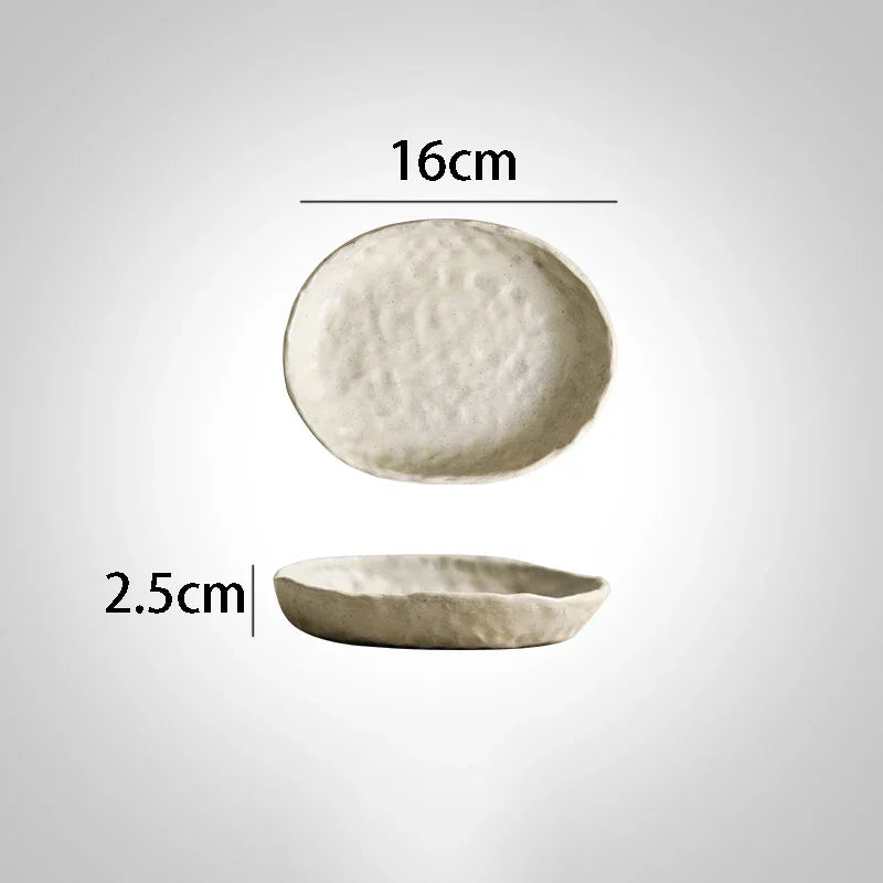 Vaisselle en Grès Blanc, Bols et Assiettes Japonaises — Fabrication Artisanale – Plate-16x2.5cm | Studio Nichijo Paris