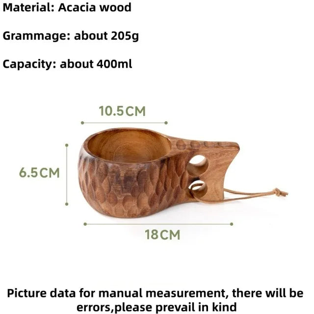 Tasse en bois faite à la main, bois d'acacia, tasse à café, thé, lait, kuksa finlandaise, vaisselle pour le petit-déjeuner à la maison, vaisselle de style japonais – F 200ML-400ML | Studio Nichijo Paris