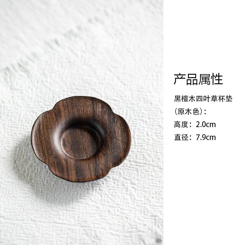 Sous-verres artisanaux en bois d'ébène massif, dessous de plat japonais isolants pour tasses à café, soucoupes, sets de table, bases de tasses à thé, cérémonie du thé – 2-7.9x2cm | Studio Nichijo Paris