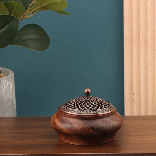 Brûleur d'Encens Rond Rétro en Bois Studio Nichijo Paris