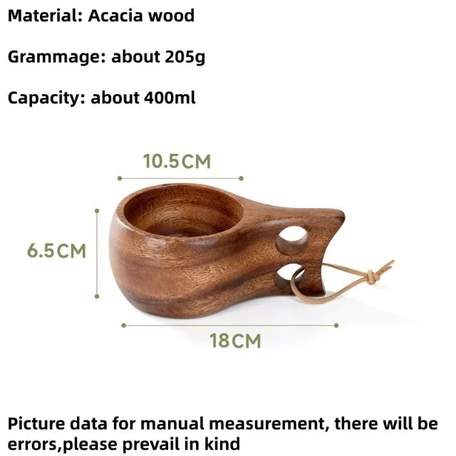 Tasse en bois faite à la main, bois d'acacia, tasse à café, thé, lait, kuksa finlandaise, vaisselle pour le petit-déjeuner à la maison, vaisselle de style japonais – E 200ML-400ML | Studio Nichijo Paris