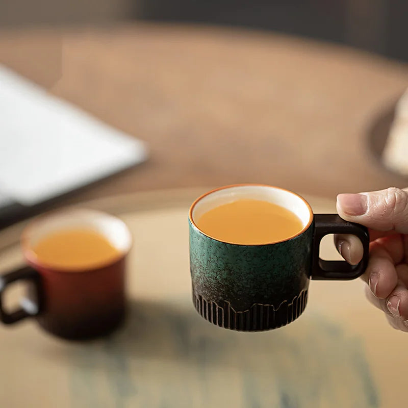 Tasse Thé Grès Poignée Bois Glaçure Réactive Mug Vintage 80 ml — Fabrication Artisanale – | Studio Nichijo Paris