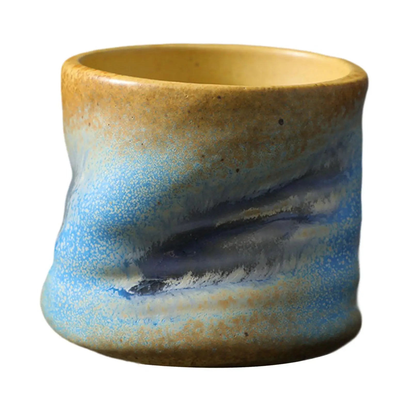 Tasse Grès Sans Anse Rétro Japonais, Fabrication Artisanale – Jaune | Studio Nichijo Paris