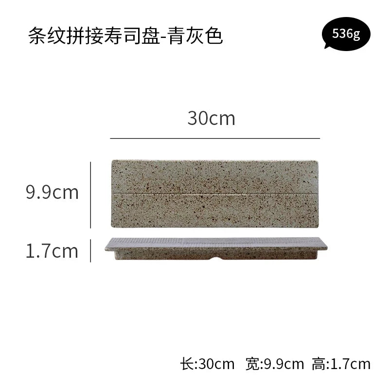 Ensemble Assiettes Sushi Céramique Japonaise Plat Service — Fabrication Artisanale – Blue gray | Studio Nichijo Paris