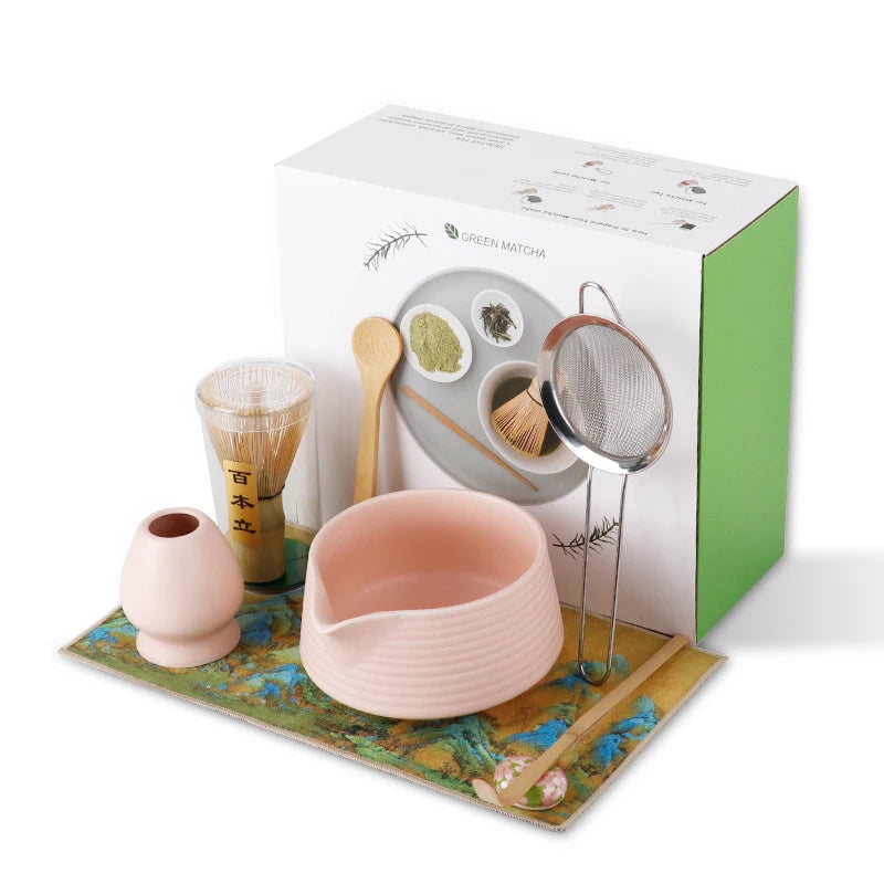 Ensemble Matcha Premium 8 Pièces – Kit Cérémonie – Fabrication Artisanale – 8 pièces - Rose | Studio Nichijo Paris