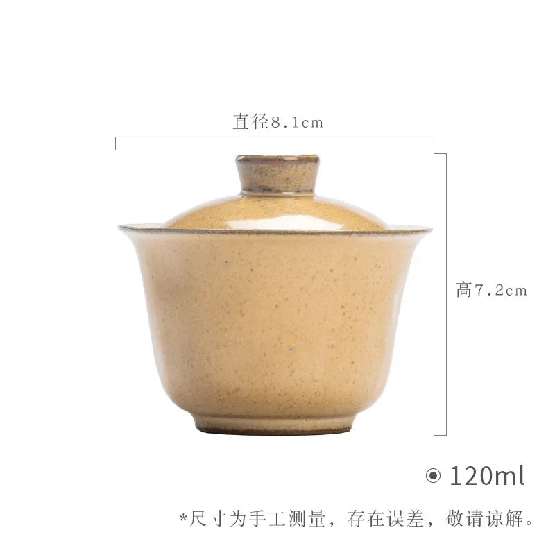 Filles recouvert fait à la main en poterie grossière, petit Gaiwan, théière élégante, verres à thé, cadeau de collection, boutique japonaise, 120ml – C 8.1X7.2CM 120ML | Studio Nichijo Paris