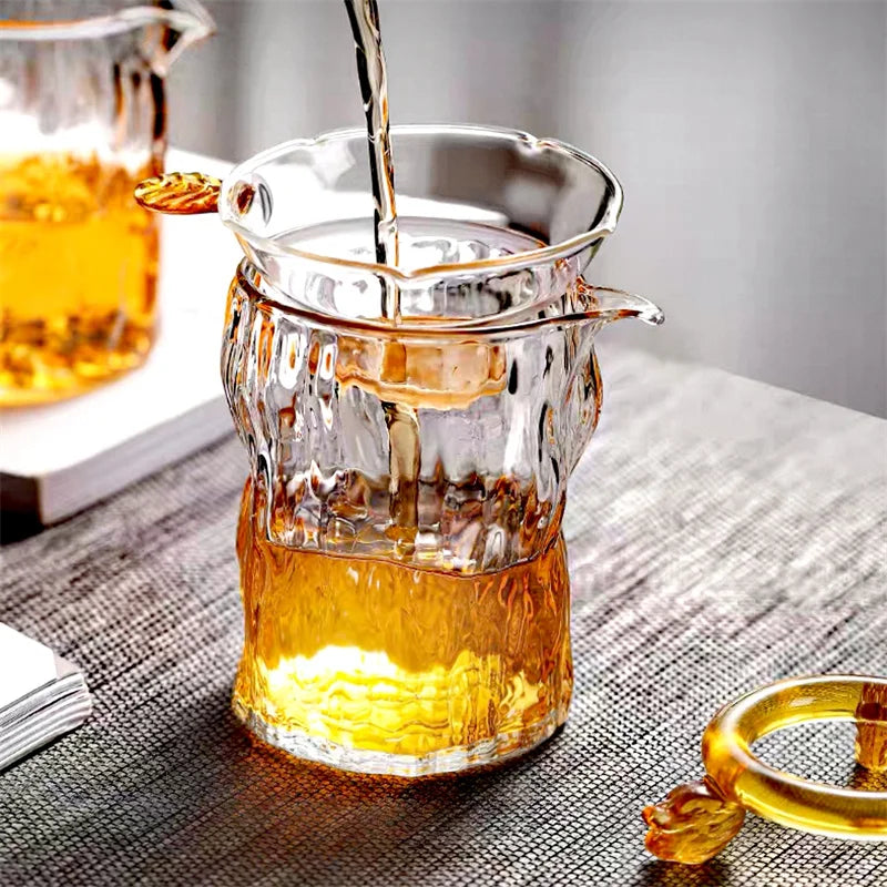 Pichet à Thé Verre Marteau Arbre 350 ml Cha Hai Séparateur — Fabrication Artisanale – | Studio Nichijo Paris