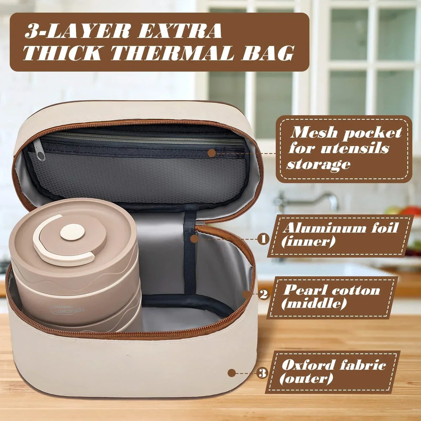 Lunch Box Isotherme Empilable 3 Étages Inox – | Studio Nichijo Paris