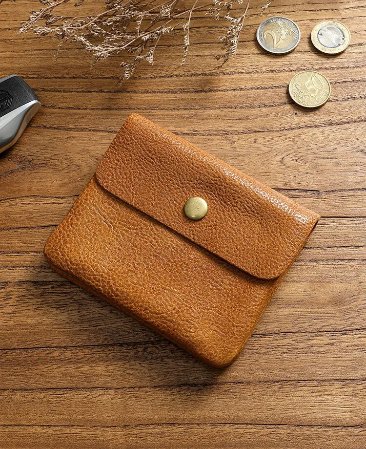 Portefeuille rétro fait à la main de style japonais pour hommes, cuir véritable, cuir de vachette, fermeture éclair courte, porte-monnaie, porte-cartes, petite poche à monnaie, sac d'argent – | Studio Nichijo Paris