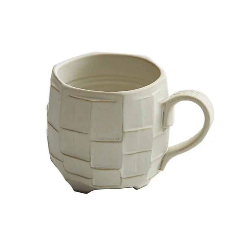 Mug Céramique Vintage Motif Floral, Fabrication Artisanale – Blanc | Studio Nichijo Paris