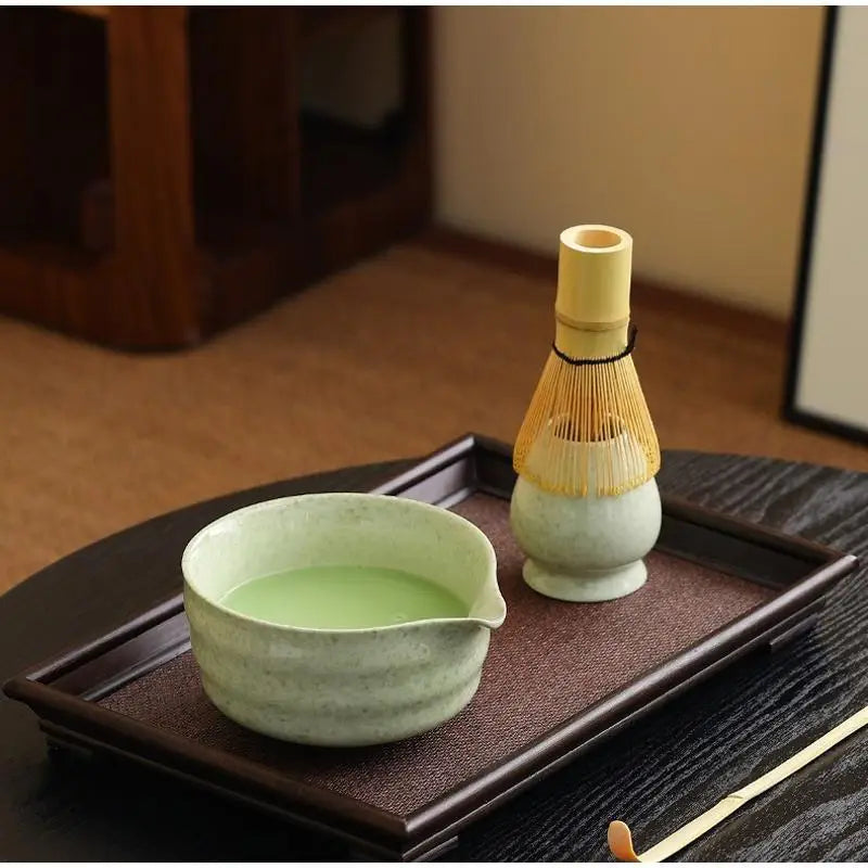 Service à Thé Matcha — Bol Céramique & Fouet Bambou — Fabrication Artisanale – | Studio Nichijo Paris