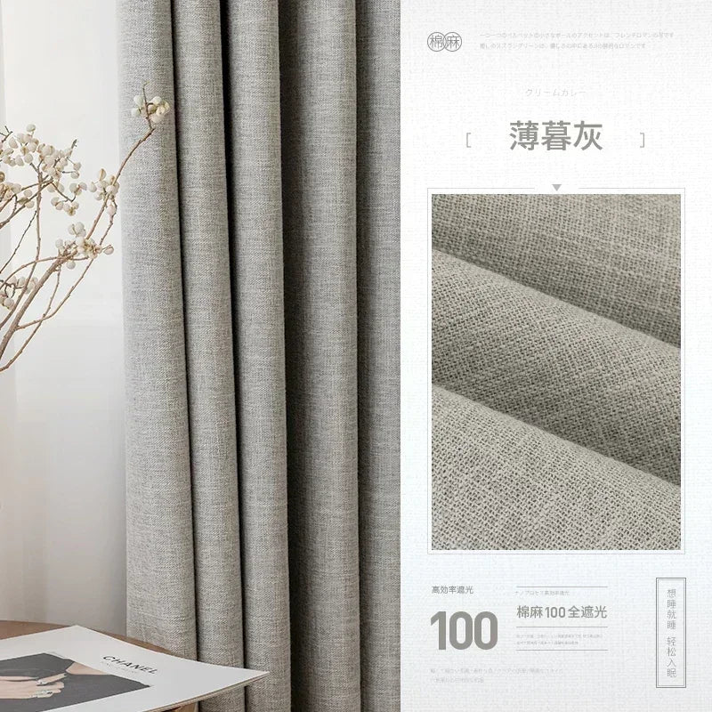 Rideaux Occultants Coton Lin - Wa – Gris clair | Studio Nichijo Paris